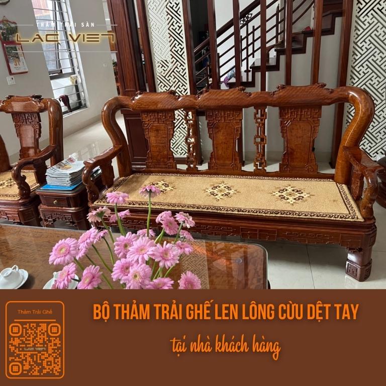 hubeauty-vn-Bộ thảm ghế len lông cừu dệt tay trải vừa in trên mặt ghế nhà khách hàng (1)