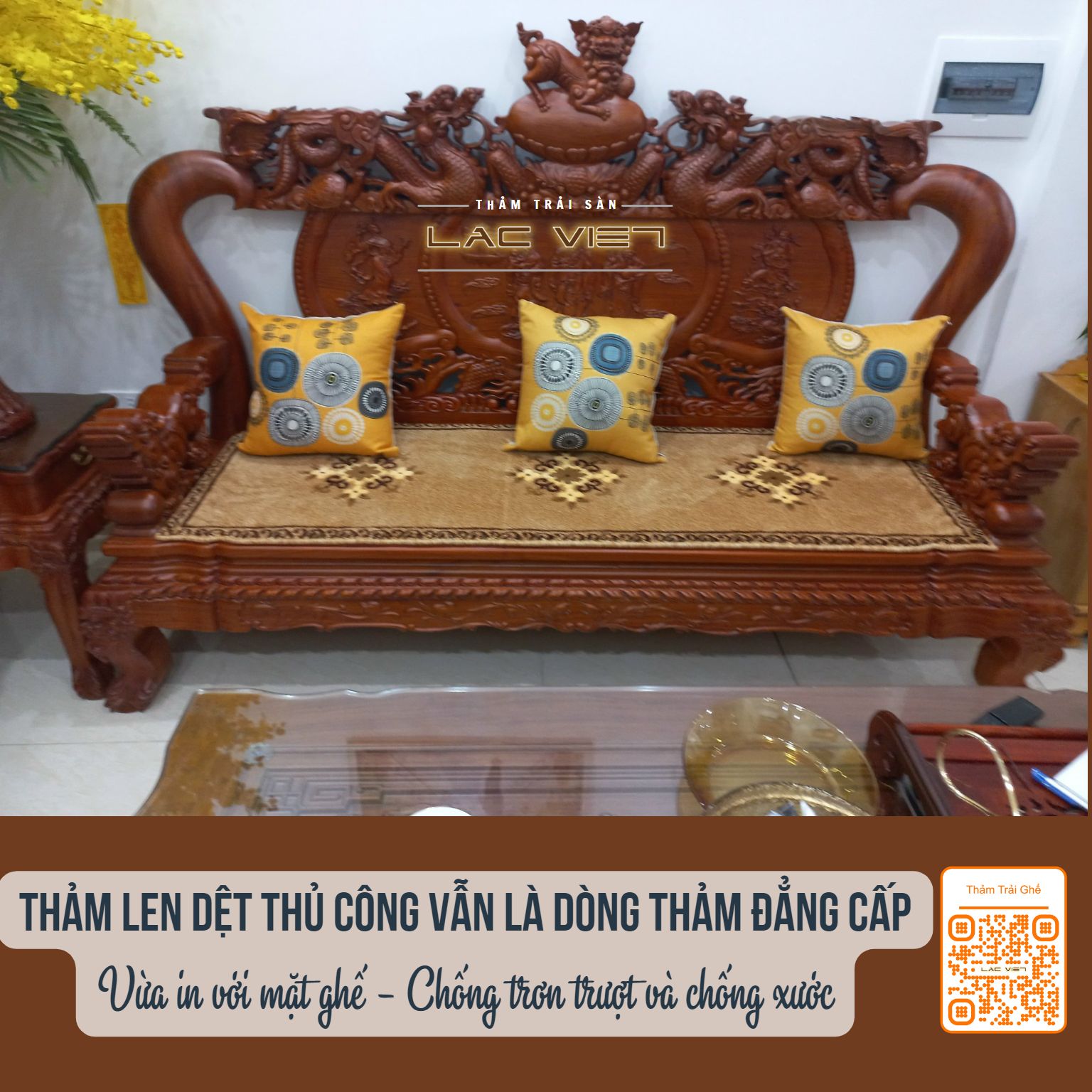 tham-trai-san-lac-viet-Bộ thảm trải ghế dệt tay đẳng cấp (2)