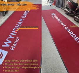 Thảm 3M4000 đỏ thêu logo khách sạn