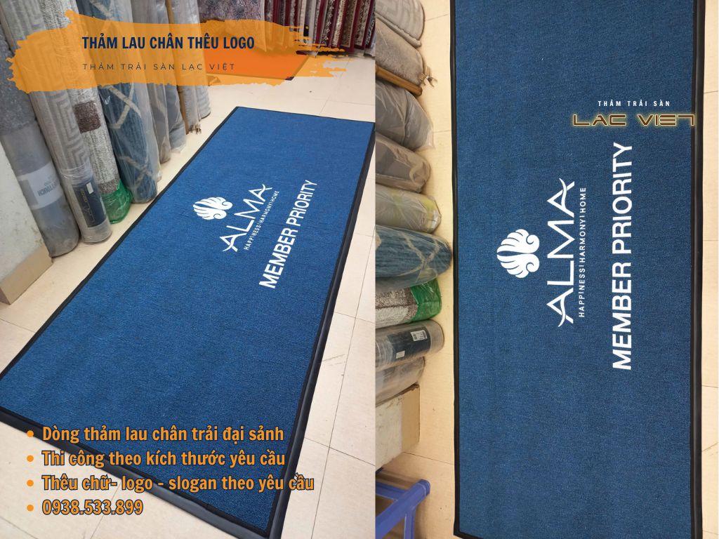 Thảm lau chân thêu logo