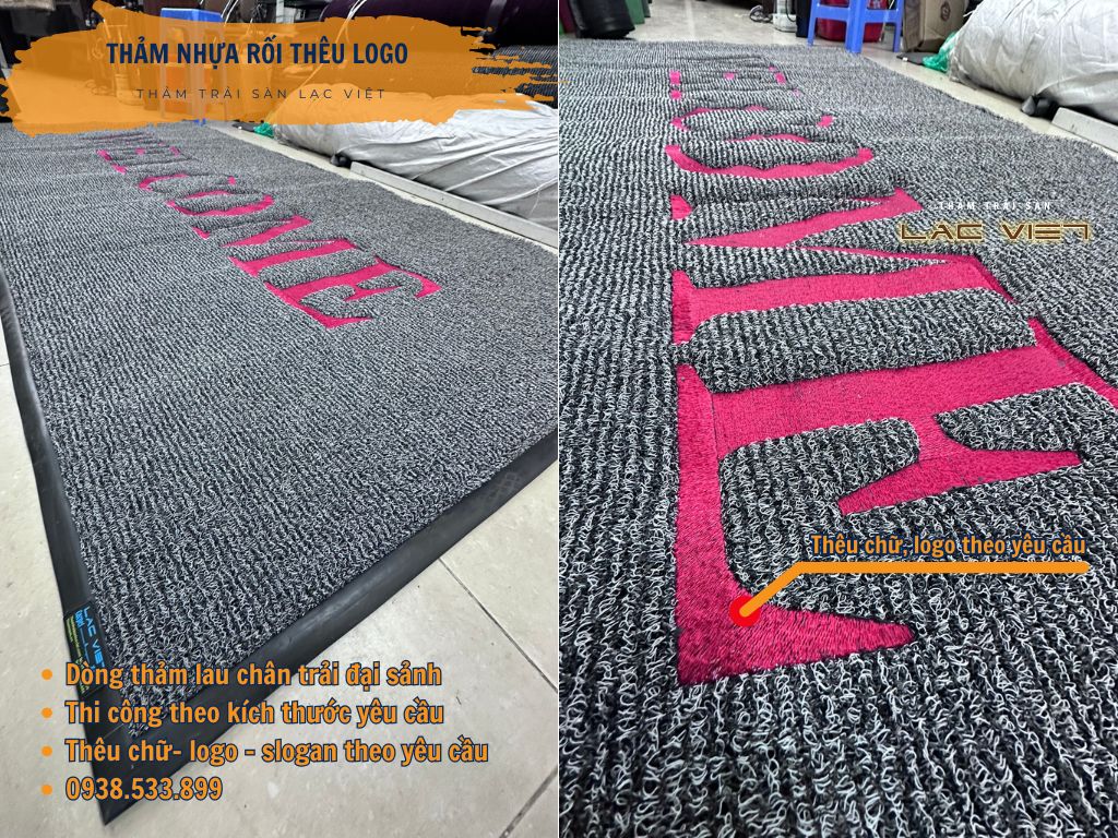 Thảm nhựa rối thêu chữ welcome